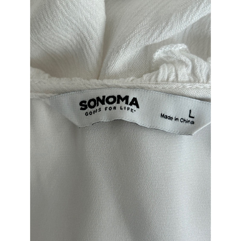 Sonoma Maxi Dress Womens L White Eyelet Tiered Boho Coastal Cottagecore Coquette - Picture 6 of 13